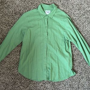 Abercrombie Green Linen Button Up